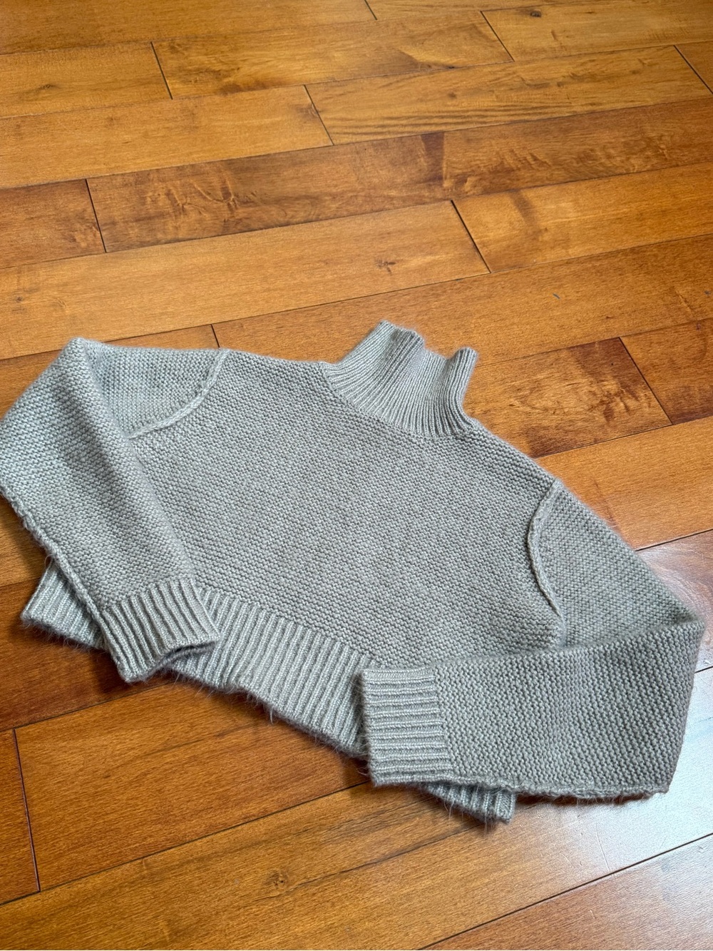 Elodie Cropped Ribbed Cowl Neck Sweater in taupe